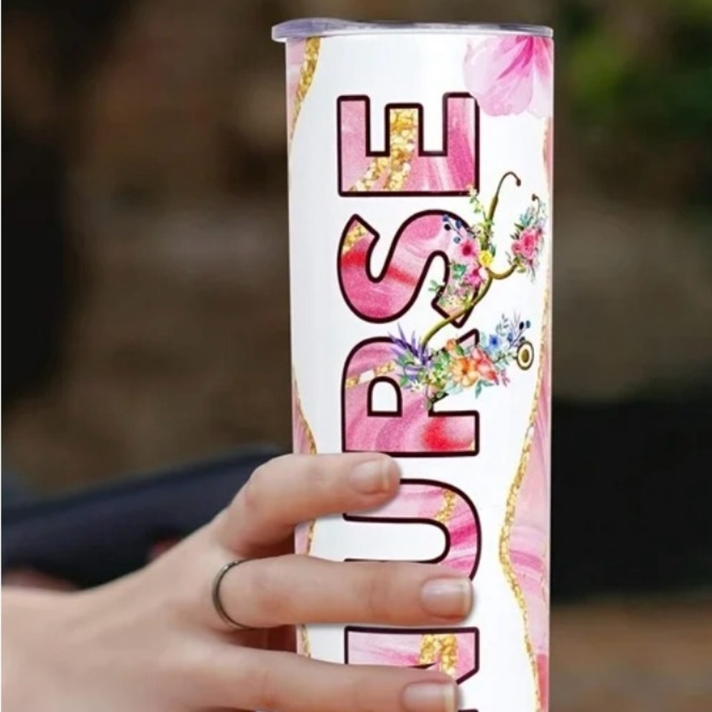 Pink and Gold Nurse Tumbler
